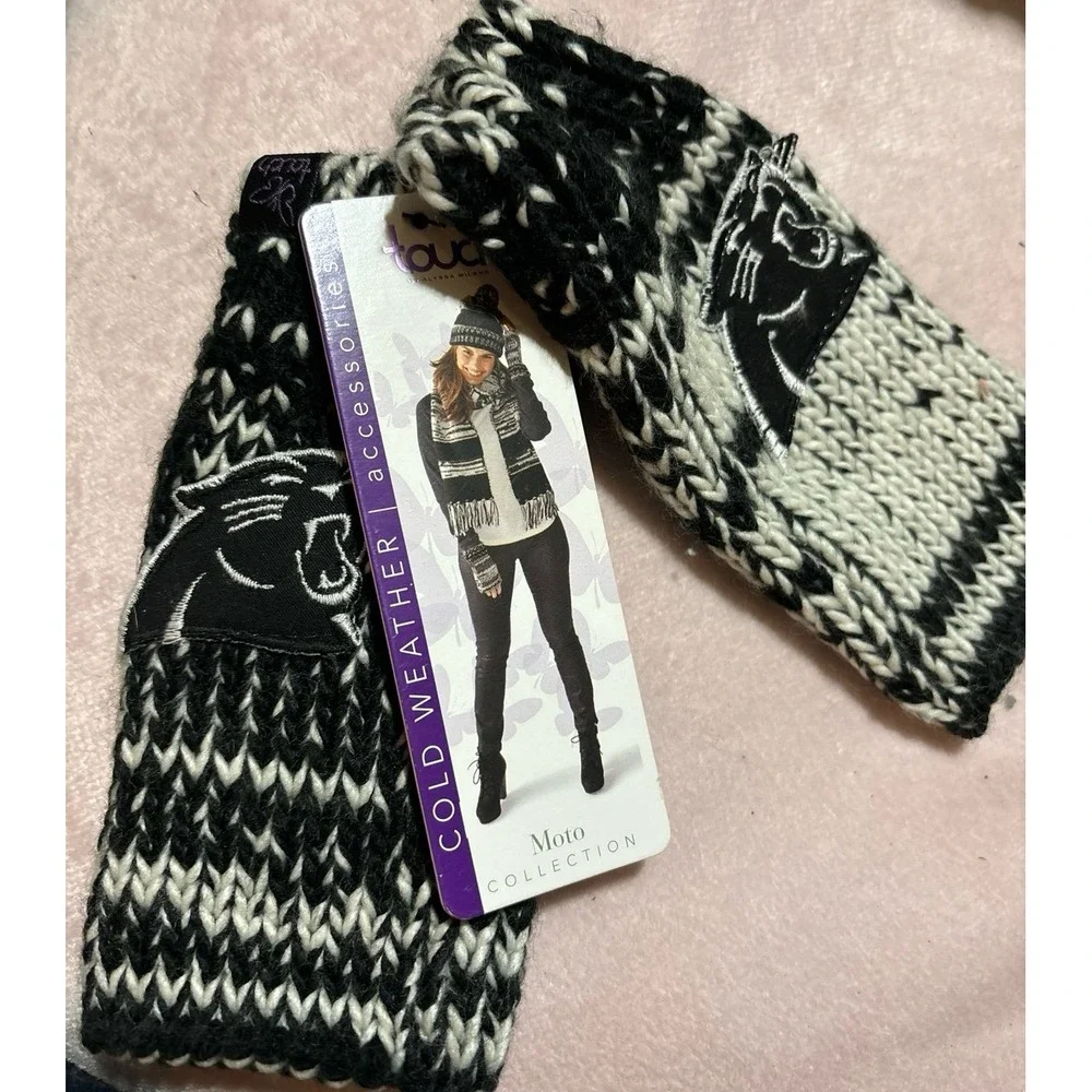 NEW Touch by‎ Alyssa Milano NFL Carolina Panthers Moto Coll. Fingerless Gloves